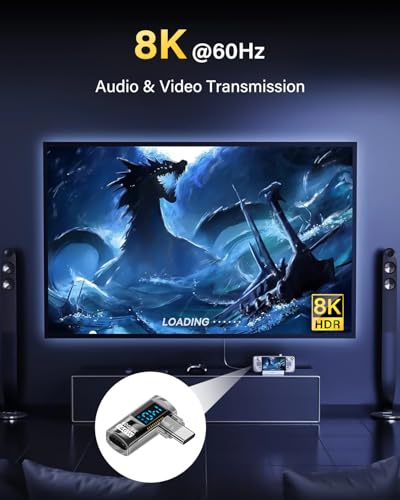 40Gbps USB C Adapter ondersteunt Max 140W Detection USB C Digital Weergave Rechthoek type C Man naar vrouwelijke adapter 8k@60Hz Snelle opladen en gegevensoverdracht voor type-C apparaten-2PCs 5