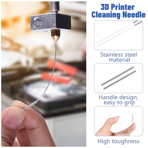 3D Printer Reinigingsset, Roestvrij stalen naaldreiniger, 3D-printer, Nozzle Cleaner, 3D-printer, Accessoires, 0,2, 0,25, 0,3, 0,35/0.4 mm, Reinigingsnaalden