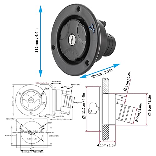 Water Filler Cap Zwaartekracht Zoetwater Inlaat Lockable Leakproof Water Filler Cap met 2 Sleutels voor RV Caravan Camper 3