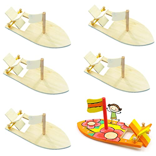 6 stuks DIY houten zeilboot, DIY houten kinderschip, zeilboot modellen, voor het ontwikkelen van creatieve denken in kinderen