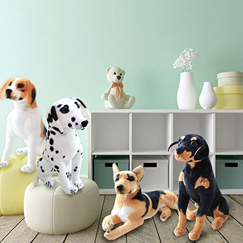 Dalmatische pluche hond, 30 cm, Liggende honden, Gevuld dier voor kinderen, 30 cm, Knuffelspeelgoed, hond, levensecht, wit, zwart, Dalmatiër, dier, pluche pop, hond, Kussen, pluche speelgoed voor jongens en 3