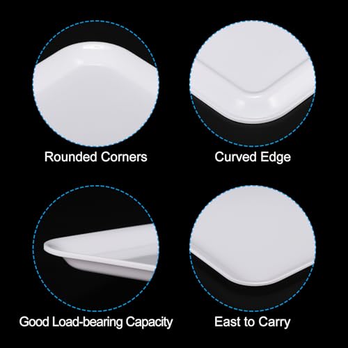 10,4 x 7,9 inch Fast Food Tray, 2 stuks Plastic Tray Herbruikbaar Multifunctioneel Rechthoekige Tray voor Cafetaria Restaurant Home Keuken, Wit 3