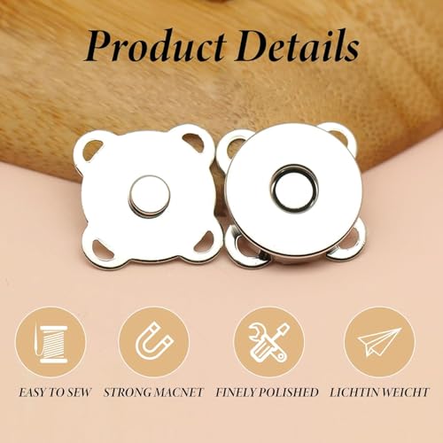 Magnetische sluiting 12 stuks Zilveren magnetische knoppen voor het naaien, 14 mm Plum magnetische knoppen, duurzame magnetische knoppen voor DIY naaien ambachten zakken Naaien ambachten kleding 3