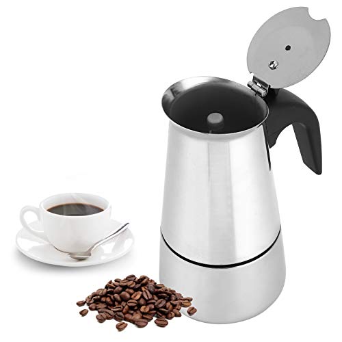 Roestvrij staal 4 kopjes 200 ml Draagbaar roestvrij staal Burning Protection Classic Moka voor keuken kantoor inductie