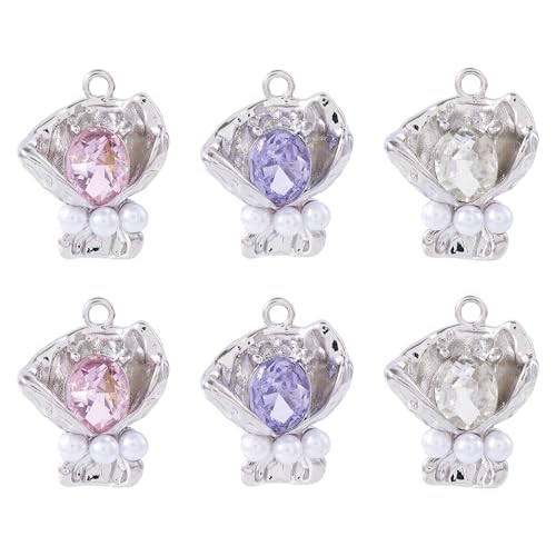 6 st Rhinestone Bouquet Shape Hangers Rhinestone Legering Bloemen Hangers met imitatie Parel kralen voor DIY ketting oorbellen Crafting sieraden maken, Rhinestone, Rhinestone