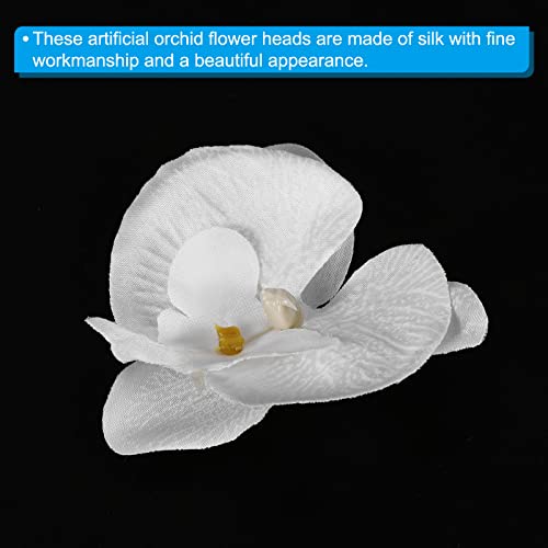 Kunstmatige Orchidee Bloemenkoppen, 2,7 inch, 2,7 inch, Zijde Phalaenopsis, Valse Vlinder, Orchidee, voor bruiloft, Boeket, Decoratie, DIY, Pure White 4