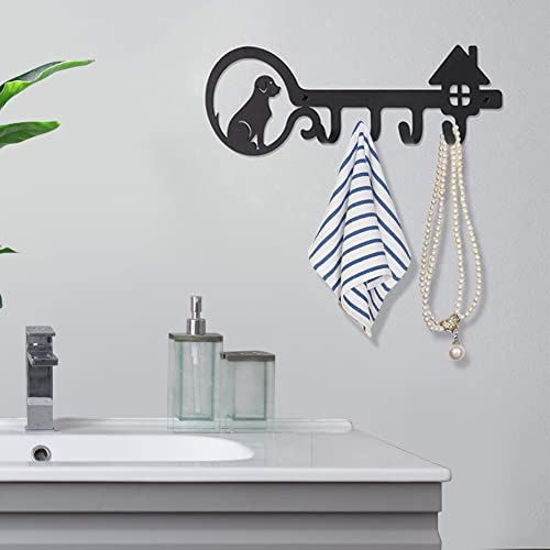 Muurmontage Sleutelhaken 4 haken duurzame hond thuis decoratieve sleutelhouder voor wand deur kamer keuken zwart 5