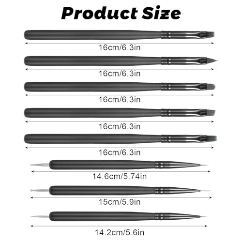 Verpakking van 8 Gel Penselen voor Nagels, Gel Nail Design, Accessoires, Nail Art Penselen, Line Pen voor Nail Polish, Dots, Schilderen, Gel, Nail Art Brush, Schilderen Brush voor meisjes en