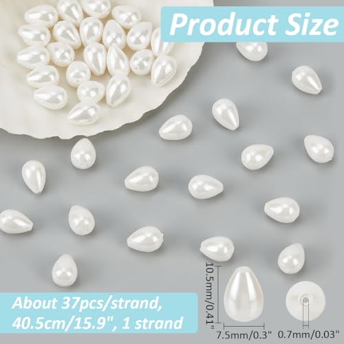 37 st Natural Pearl Beads, 10.5x7.5mm Drop Shell Kralen Strands Zoetwater Cultuur Kralen Kralen voor Oorbellen Hangers Sieraden maken, Gat: 0,7mm