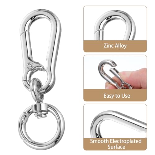 2 Stuks roterende karabijnhaak Metalen karabijnhaak Sleutelhanger met Swivel Joint Silver Removable Lobster sluiting voor DIY handtas, sleutelhanger, ambachten, Purse 4