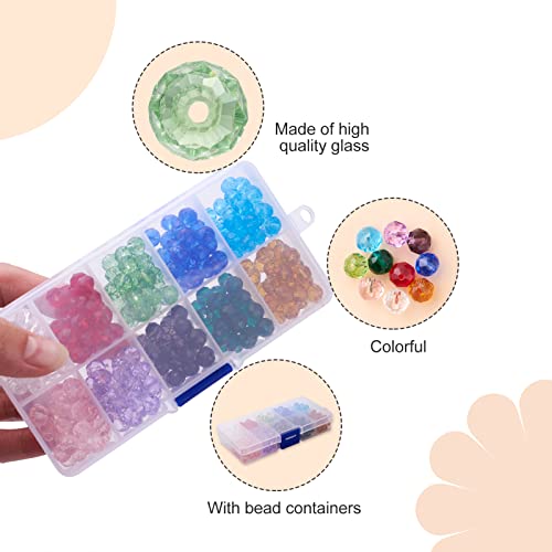 300st 8mm gefacetteerde kristallen glazen kralen, 10 kleuren Rondelle Briolette Spacer Kralen voor doe-het-zelf Sieraden maken