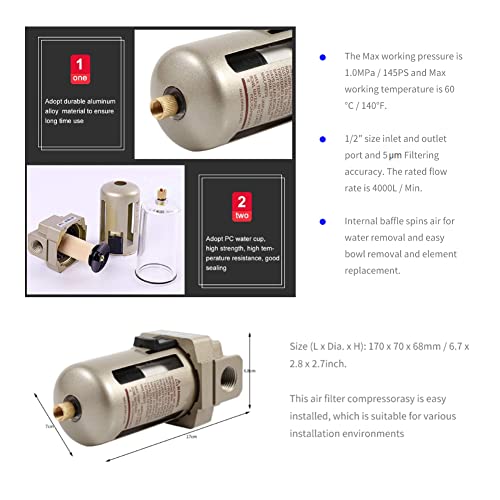 1/2 inch water separator perslucht, luchtfilter compressor persluchtfilter waterfilter separator luchtregelaar filter compressor 3