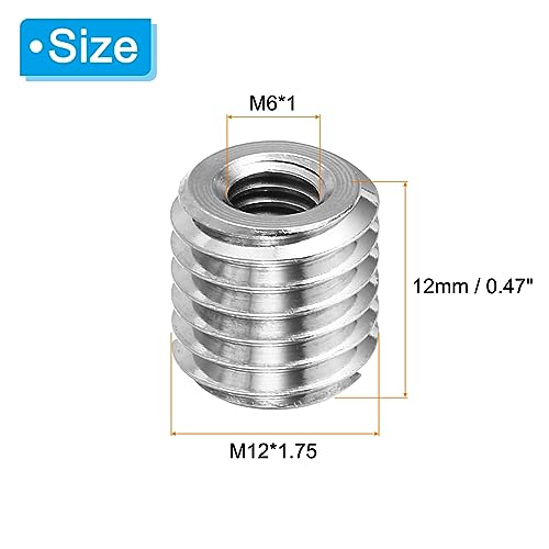 10 st Threaded Adapter Sleeve Reducer Nut M12 x 1,75 Mannelijke draad naar M6 x 1 Vrouwelijke draad Reparatie Invoegen Nut Schroef Reducer Conversie Roestvrij staal Aansluitend Element 12m m