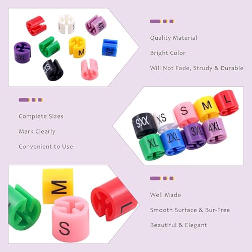 Zee 450 stuks kleding maat etiketten voor draadhangers XXS - 4XL kleur codering hanger maten Tags 3