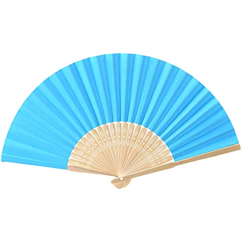 12 st Hand Fans voor bruiloft Kleurrijke vouwen Compartments, Paper Fans, Opvouwbare Gast Cadeau Aziatische Decoratie voor DIY Zomer bruiloft Verjaardag Party Fotografie Wand Decoratie Blauw