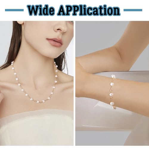 3.28 Foot Originele 18K Gold Plated Parel kralen ketting Natural Zoetwater Parel Gebraden ketting met pouch voor mannen Vrouwen sieraden Craft ketting armband DIY Accessoire 3