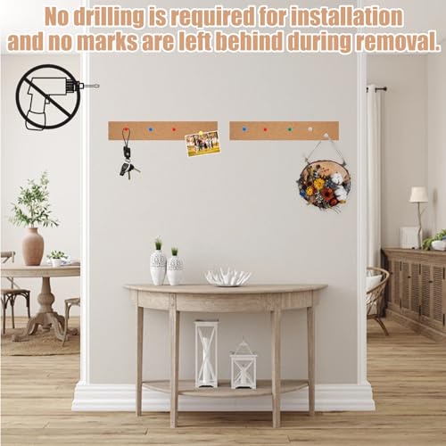 6 stuks Bulletin Board met Stripes Cork Board, Pin Board Strips Cork Board met 50 Lap Pins, Small Cork Board 12"x2," Zelfklevende Cork Boards voor Walls voor Sticky Notes Foto's Memo's Jewelry 4