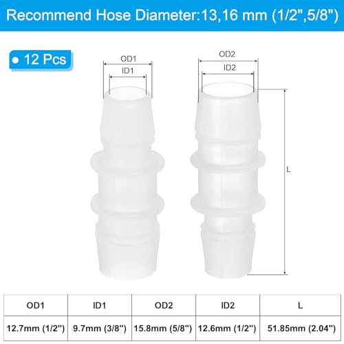 12st Plastic slangenfittingen, Reducer Pipe Connector, Tube Adapter, Union Connection Kit voor lucht, gas, watersysteem, Aquarium, slangpomp