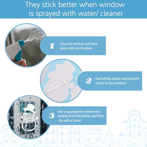 Venster foto's Kerstmis zelfklevend - 8 vellen PVC raam stickers met huizen en sneeuw motieven, Kerstmis decoratie venster - venster decoratie voor de winter, Kerstmis, Nieuwjaar etc 4