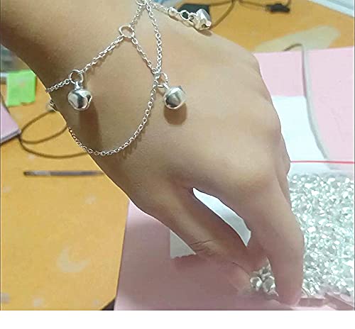 100 stuks zilveren metalen belbel ringen ringen ringen ringen met oogje Kerstmis decoraties voor bruiloften sieraden sieraden 8mm 4