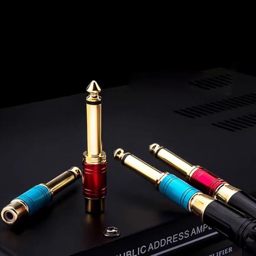 2 st. 6.35mm Plug Mono TS to RCA Tulip Plug Interconnect Audio Adapter, Cinch to 6.35mm Audio Adapter, Female RCA Jack to 6.35mm 1/4 Inch Mono Mannelijke plug 4