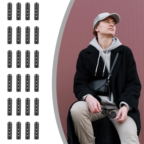 24 Pieces Metalen Agliets Laces - Metal Ends Tips voor Sneakers, Hoodies, Beach Pants - Black 4