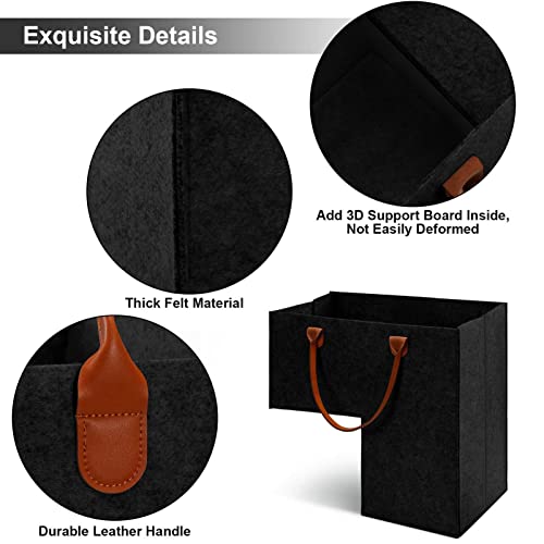 Trappenmand met handgrepen, trapmandje, vilt met lederen handgrepen, opvouwbare trapmand, Organisator voor wasgoed, speelgoed, huishoudelijke artikelen 5