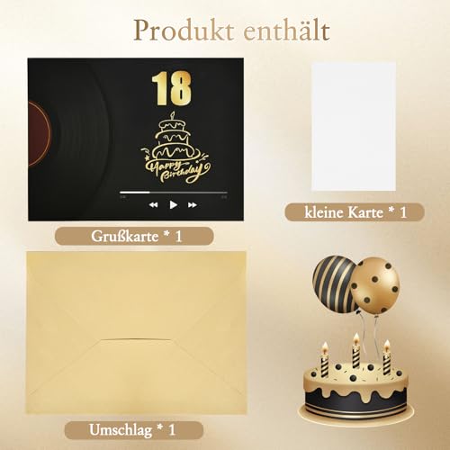 18e verjaardagskaart met muziek, 90° Pop-upkaart met licht en interactieve kaarsen, 3D wenskaarten, verjaardagscadeau voor mannen, vrouwen, vrienden, familie