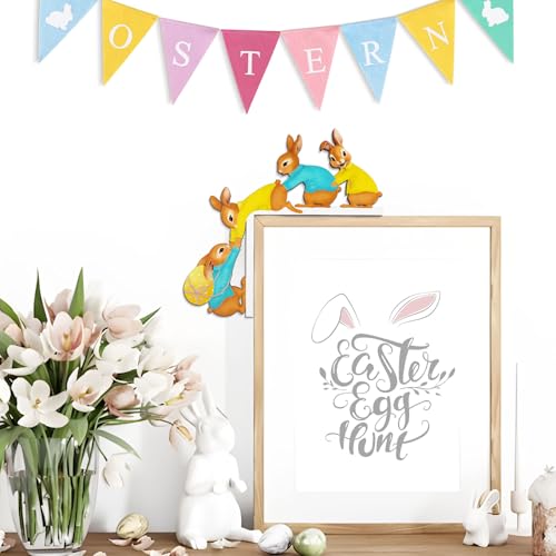 Pasen Deur Frame Decor Schattig Konijn Hoek Teken Houten Konijn Huis Decoratie voor Pasen Kinderen verjaardag partij levering 4