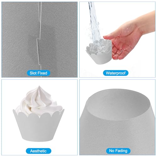 Cupcake Wrappers Papier, 50 Pack bakbekers Standaard Golf Decoratie voor verjaardag bruiloften en partijen, Zilver / Grijs 3