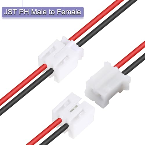 40 stuks JST 2.0 PH 2-pins mannelijke connector met 10 cm kabel en vrouwelijke micro JST PH 2.0mm 2-pins connectorplug voor verticale quadcopter boot auto speelgoed PCB-bedieningspaneel 5