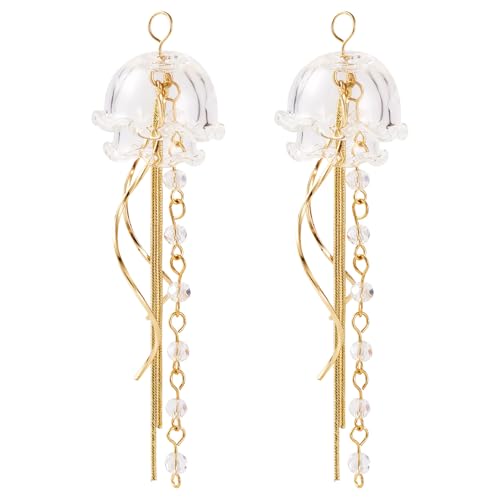 Jellyfish Glas Large Hangers Decoratieve Hang Ornamenten Jellyfish Dangle Charms met Tassel Snake Chains voor DIY Wind Chime Oorbellen maken, Glas