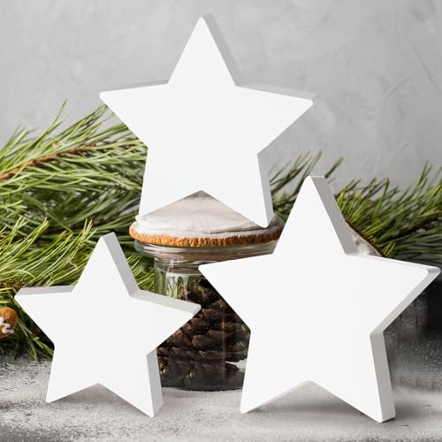 Pak van 3 kerststerren, wit, hout, tafel decoratie, kerstversiering, tafel decoratie, gast cadeau, kerstfeest 3