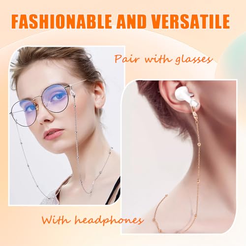 2Stuks Bril ketting glazen ketting voor vrouwen riem houder Ronde Nek kralen Eyeglass Ketting Zonnebrillen ketting Vrouwen Sun Reading Eyeglass Ketting hanger gezicht masker, Multicolour 3