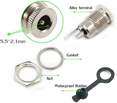 20 st 5.5 x 2.1mm DC Power Jack Socket Socket Vrouwelijke Panel Mount Plug Adapter Lage spanning Connector DC Holle Plug met stofdichte dop