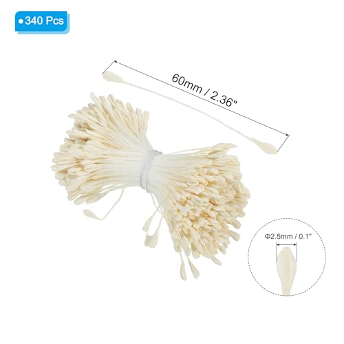 2.5mm Dubbele hoofden Bloemen Stamen, 340st Kunstbloemen Stamen Pistil Matte Parel Bloemen Stamen voor DIY kerstkaart bruiloft decoratie, crème wit