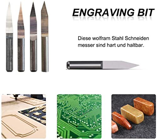 10Stuks Carbide PCB Graveren Bits CNC Router Graveren Bits Tool Set 0.1mm 15° 3