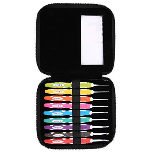 9 st haaknaalden set breien ergonomische haakhaak haak Set gehaakte haak Set gladde naalden Ergonomische kunststof handvat aluminium haken (PU verpakking)