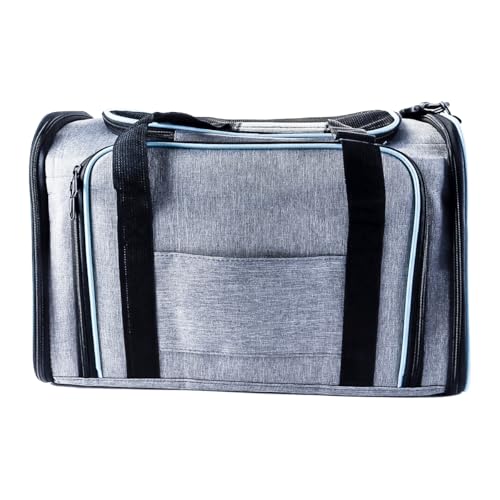 Uitbreidbaar Reismandje voor Cat, Kitten, Puppy Uitbreidbaar Reismandje voor Katten - Reizen Vriendelijk met Fleece Bed (Grey Blue)