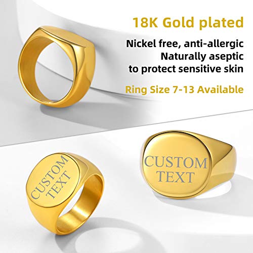 JUWELRY Roestvrij stalen Signet Ring voor mannen, aangepaste Gegraveerde Band Ringen, Gold Initial Monogram Ringen voor vrouwen, Maat J-Z1⁄2 3