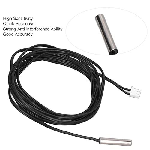 Verpakking van 10 temperatuursensoren 5K-100K Ohm -25°C tot 125°C Temperatuursensor NTC Temperatuursonde Thermistors Sensor Cilindrische aansluitkop, 2m Kabellengte (10K B3435) 4