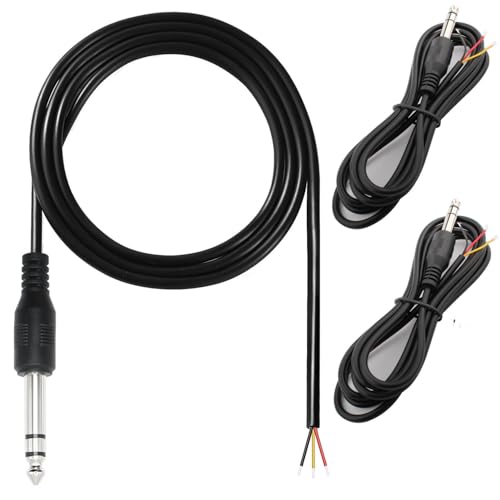 3st 6,35mm 1/4 inch TRS to Bare Wire, 6,35mm Audiokabel, Speakerkabel, TRS Pigtailkabel, Gitaarkabel, Stereoplug, Kabel voor Reparatie Microfoon Speaker Kabel, 1,5m