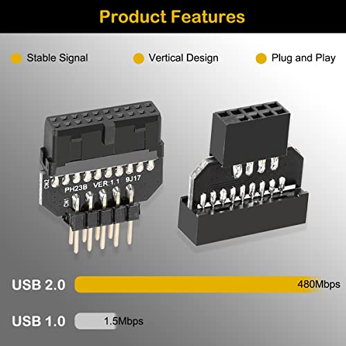 USB 2.0 9Pin naar USB 3.0 20Pin Moederbord Adapter Header Converter, PC Computer Case IDC 9pin Vrouw - Moederbord IDC 20 speld Man, USB 2.0 Man tot USB 3.0 Vrouw, 4PCS 5
