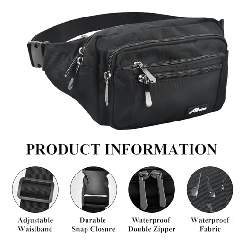 Mannen grote tas met regenbescherming Unisex Nylon met 5 aparte afdelingen Verstelbare riemtas voor reizen Wandelen Outdoor Black One Size Classic, Black, Classic 3