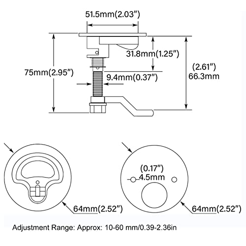 Boot Cam Latch, Boot Cam Latch 316 roestvrij staal gepolijst verstelbare Hatch Latch met backplate voor Marine Ship 4