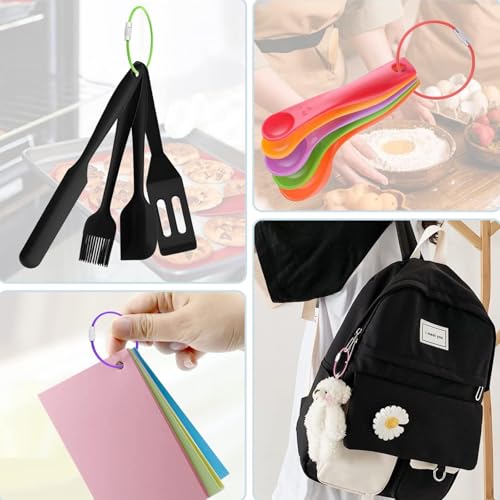 105 stuks in 7 kleuren sleutelhanger kabel, 15 cm roestvrij stalen sleutelhanger, sleutelhanger groot voor het ophangen van bagage labels, sleutelhangers en ID kaarten 5