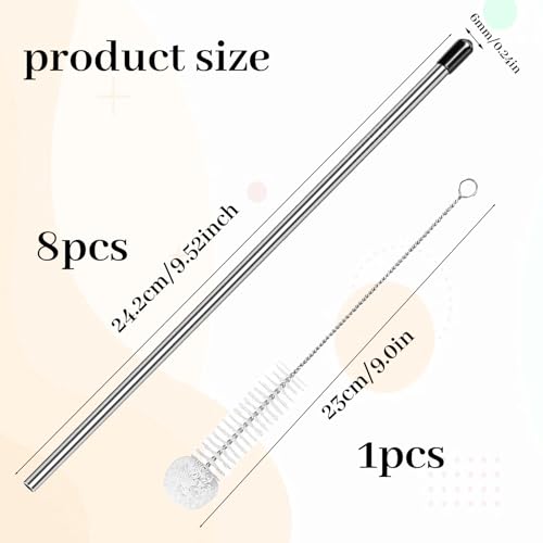 Flessenhouders, 8 stuks, vaatwasser-inzetstuk, rosvrijstalen fleshouders voor vaatwasser, met reinigingsborstel, geschikt voor glazen met lange steel, limoflessen (24,2 cm lang)