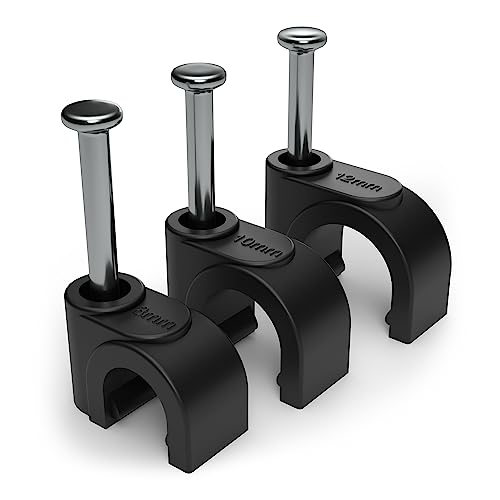 7mm ronde zwarte kabelclips, 100st voor effectief kabelbeheer, elektrische / ethernet Wandkabelclips, Nagelclips voor telefoon TV Wire Clips, Kabel Ties