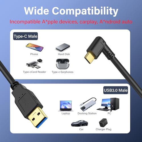 USB Type C C Coiled Cable, 5Gbps, intrekbare 90 graden USB3.0 tot USB C Oplaadkabel en gegevensoverdracht voor telefoon, tablet, andere USB C apparaten (M tot R) 5