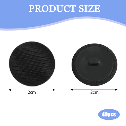 40 st. Stof Knop rond Plastic Naaiknoppen Zwarte Satijnen Knoppen Gladde Satijn Overdekte Ronde Tuxedo Knoppen voor Suites Dress Blouses Coat Coat DIY Project